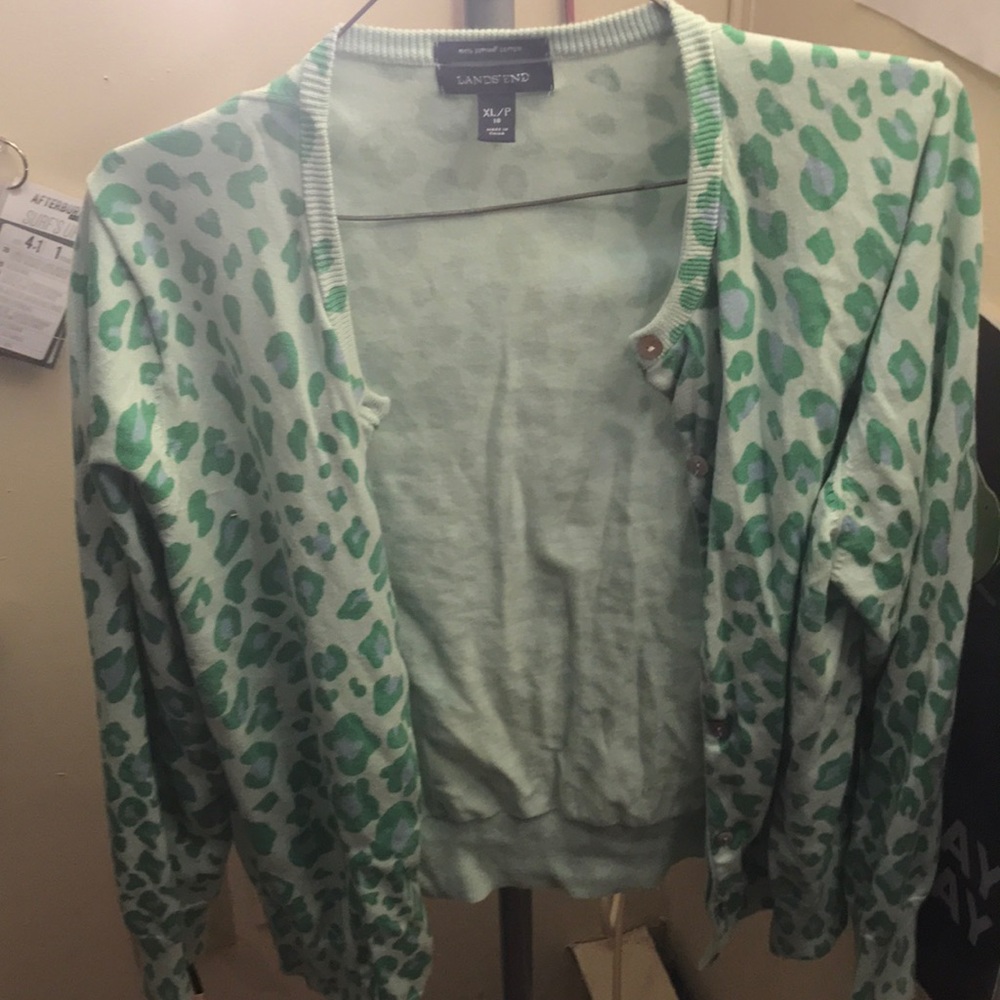 Green Leopard Print Cardigan